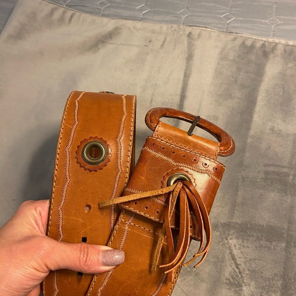 Genuine leather belt , L 34, W2,5 inch, handmade